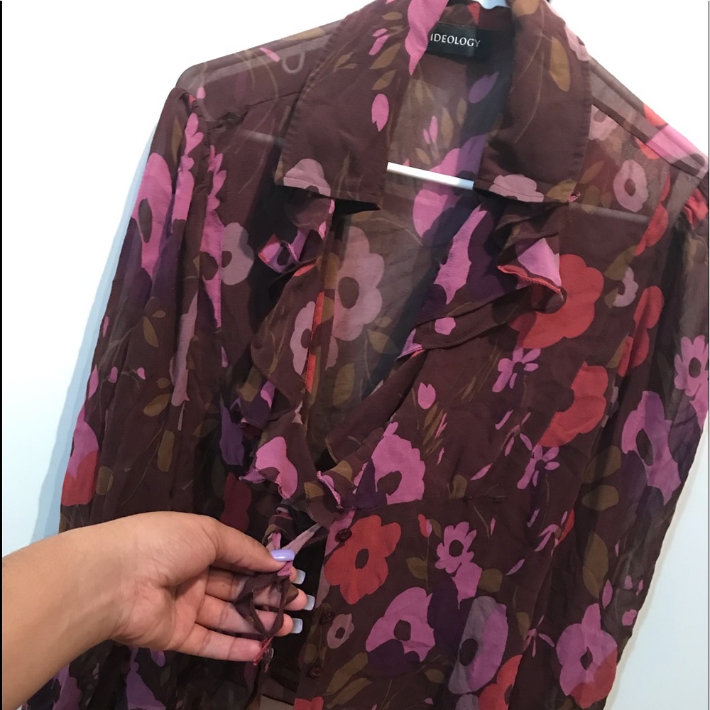 collared button up & tie blouse
